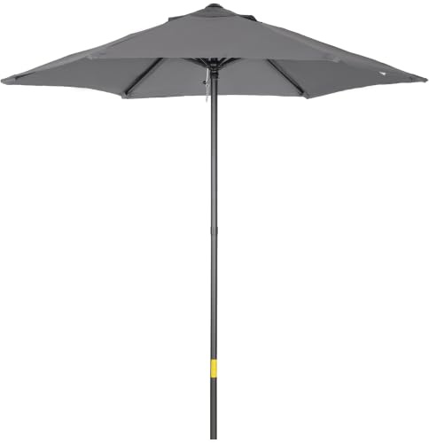 Outsunny Sombrilla de Terraza Exterior Ø2x2 m Poste de Aluminio Beige | Parasol de Terraza Exterior, Techo de Ventilación, Poste Desmontable, Sombrilla para Jardín Patio