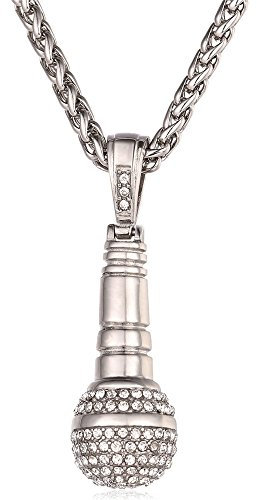 U7 Cute Necklaces Eboys Rock n Roll Music Jewellery Microphone Novelty Pendant Hip Hop Rhinestone Necklace For Teen Girls