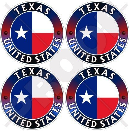 TEXAS Texaner Staat USA, Amerika 50mm Auto & Motorrad Aufkleber, x4 Vinyl Sticker