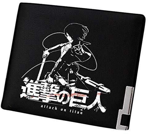WANHONGYUE Attack on Titan Anime Bifold Brieftasche Kunstleder Schlanke Geldbörse Portemonnaie Kreditkartenhülle /12
