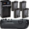 Kit de poignée d'alimentation pour appareil photo reflex numérique Nikon D850 – Comprend 4 batteries BM Premium EN-EL15 + chargeur de batterie rapide AC/DC + poignée d'alimentation de rechange MB-D18