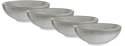 BUTLERS Schüssel 670ml 4er Set Suppenteller HENLEY Steinzeug Geschirr Suppenschüssel | Bowl Salatschale Teller tief | Landhausstill reaktive Glasur | Mikrowellen- & spülmaschinenfest