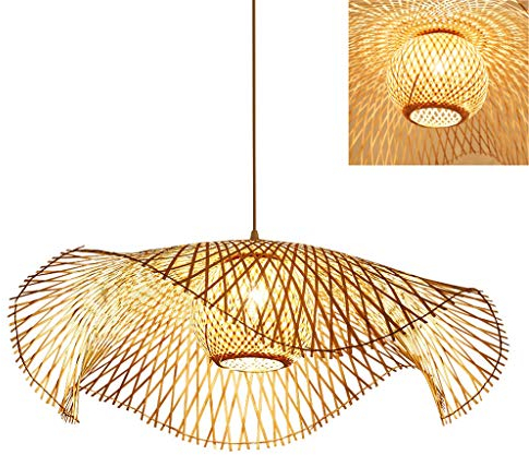 Vintage Lustre Tissé Pendentif Lampe En Bambou Naturel Rotin Lampe À La Main Garden Applique Murale E27 Hauteur Réglable Lampe Suspendue Restaurant Salon De Thé Chambre Salon Café Plafonnier