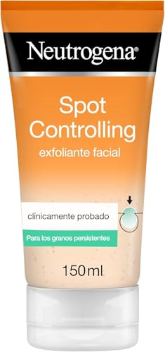 Neutrogena Spot Controlling Exfoliante Facial (1 x 150 ml), limpiador facial con Ácido Salicílico purificante para combatir y ayudar a eliminar los granos persistentes y los brotes de acné