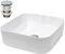 ECD Germany Vasque à Poser Lavabo Salle de Bain - Carré - 390 x 390 x 140 mm - en Céramique - Blanc - avec Kit de Vidange sans Trop-Plein - Push Open 1 1/4 - Lave-Mains Évier Bassin Toilette