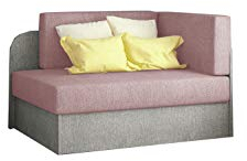 MOEBLO Schlafsessel, Sofa mit Schlaffunktion und Bettkasten,Couch für Kinderzimmer, Schlafsofa Schaumstoff Sofagarnitur Polstersofa - Raisa (Rosa +Grau (Omega91+Omega 02))