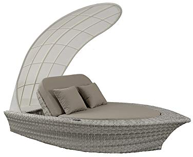 Strandkorbwerk Loungemöbel AHOI Harkers Island Duo - Outdoor Sonneninsel Schiff â€“ NEUHEIT mit Gasdruckfedersystem Gartenlounge Outdoor Lounge für Garten, Terrasse oder Balkon