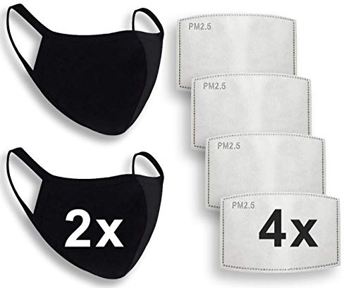 Luftty Stoff Maske schwarz | Behelfs Mundschutz waschbar | Maske mit Filter