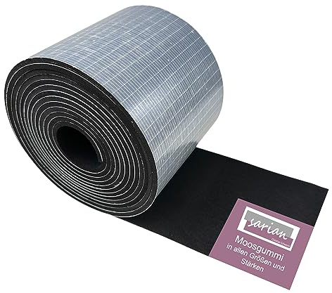 sarian Moosgummi Dichtband EPDM Rolle Gummidichtung Meterware bis 10m einseitig Klebeschicht viele Größen Dichtungsband Zellkautschuk (Moos-Länge: 10m, BxS: 100mm x 10mm)