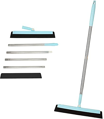 Floor Squeegee,Window Squeegee Cleaner, Adjustable Removable Long Handle with One Replacement Squeegee for Wet Room Shower Bathroom Kitchen Home Tile Pet Hair Fur Floor