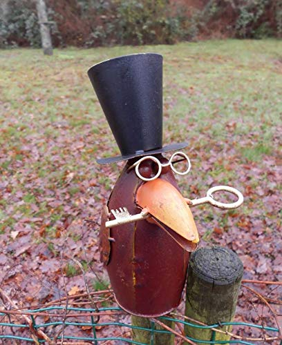 Deko-Impresion Zaunfigur Zaunhocker Rabe mit Zylinder, Brille, Schlüssel Gartendekoration Eisen