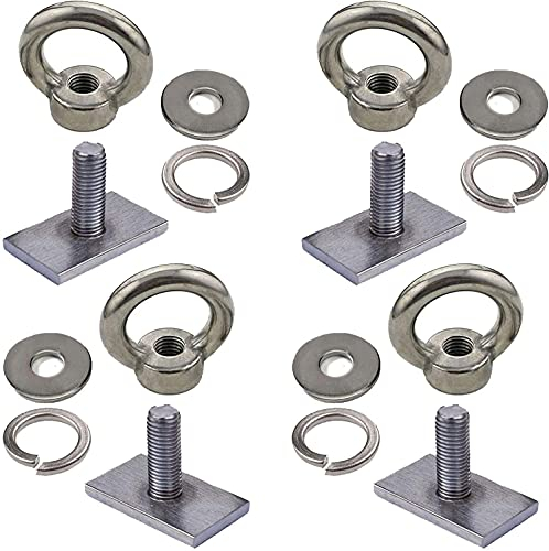 4 Pack Heavy Duty Eye Bolt, Stainless Steel - M8 Eye Nuts, Track Mount Tie Down Eyelet to Hold Your Bungee Cord or Ropes Anchoring, Anchoring kit