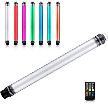 luxceo R7RGB LED Luz Fotografia,Tubo de Luz Impermeable IP68 con Mando a Distancia(CRI95+,1000Lm,10400mAh,3000K/5750K),para Tiktok,Youtube,Producción de Video,Fotografía Submarina