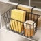 Kitchen Sponge Holder Sink Basket Sink Caddy Brush Dishwashing Liquid Drainer Rack Black Medium