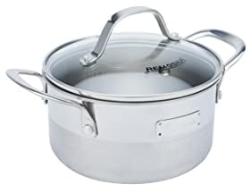 Remoska Edelstahl Kochtopf Quanta - 1.5 l, 16cm, Glasdeckel, Kompatibel mit Allen Herdarten Auch auf Induktionsherden