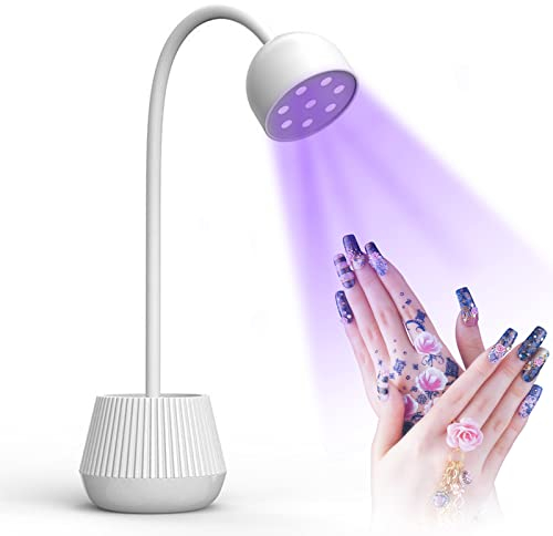 Goshyda Lampe de séchage pour Vernis à Ongles, 24 W Lampe de séchage pour Vernis à Ongles, 365 nm 405 nm Col de Cygne Rotatif à 360 degrés USB Charge Sèche-Gel pour Ongles pour Salon ou Usage