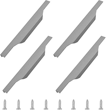 MOROBOR Tiradores de gabinete de aleación de aluminio de 300 mm, color gris mate, 4 tiradores de borde de dedo ocultos para armario, tira invisible de muebles con tornillos para el hogar