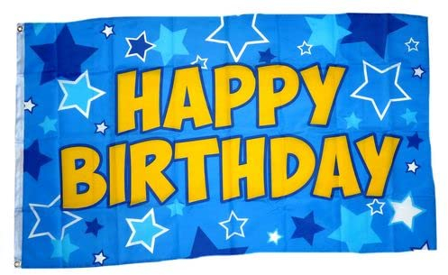 Fahne/Flagge Happy Birthday blau 90 x 150 cm