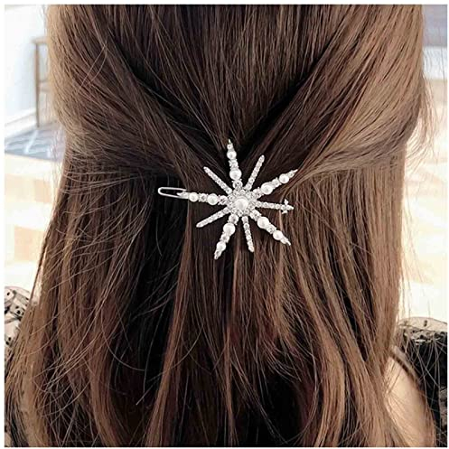 Yheakne Boho Kristall Stern Haarspange Pin Strass Perlen Haarnadel Haarspange Vintage Haarspange Pins Gold Haarspangen Dekorative Bobby Pin Glanz Hochzeit Haarschmuck für Frauen und Mädchen (Silber)
