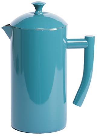 Frieling Double-Walled Stainless Steel French Press Coffee Maker, Lagoon Blue, 34 fl oz.