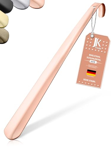 JK Trade® Chausse-pied stable en acier inoxydable de 42 cm | Chausse-pied long en acier inoxydable pour se tenir debout | Rapide et confortable au dos | Longueur et largeur optimisées