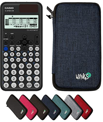 Casio fx-87DE CW ClassWiz inkl. WYNGS Schutztasche Blau - Wissenschaftlicher Taschenrechner - Basic Set