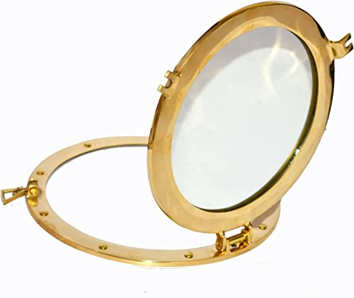 Casa INDUSTRIES 17 oblò Nautico Decorazione da Parete Vetro Trasparente oblò Finestra specchi a Parete Regalo (Ottone)(17)(Art Deco)