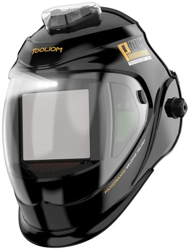 TOOLIOM Auto Darkening Welding Helmet with LED Light | Large 4.31x3.81 view, 1/1/1/2 true color, 4 sensors, great for TIG/MIG welding