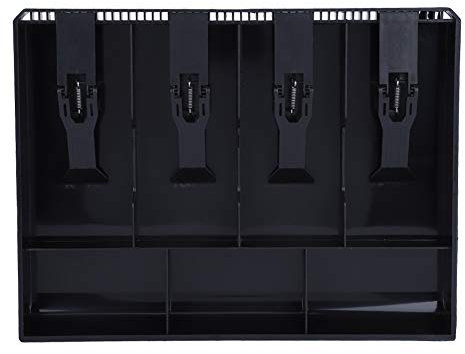 Geldablage Für Registrierkassen, Schubladeneinsatz, Tragbares Geldkassetten-Ersatz-Geld-Organizer-Aufbewahrungsbox Mit 4 Geldscheinen Und 3 Münzfächern(Schwarz)