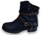 Damen Stiefeletten Biker Boots - Stiefel mit Nieten Blockabsatz - bequeme Herbst Winter Frauen Schuhe Schnallen ST14 Schwarz 39