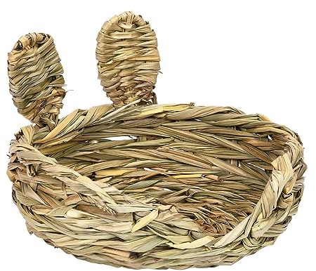 Colcolo Lit d'herbe de Lapin nid de literie créatif nid de Hamster en Paille fabriqué à la d'herbe cabane Maison d'herbe pour Lapins lit de Foin pour, Style Demi-Ouverture