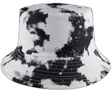 Eigso Bohemian Stilvolle Batik Eimer Hut für Frauen Männer Reversible Outdoor Sonnenschutz Weiß Fischer Hut für Frau Mann