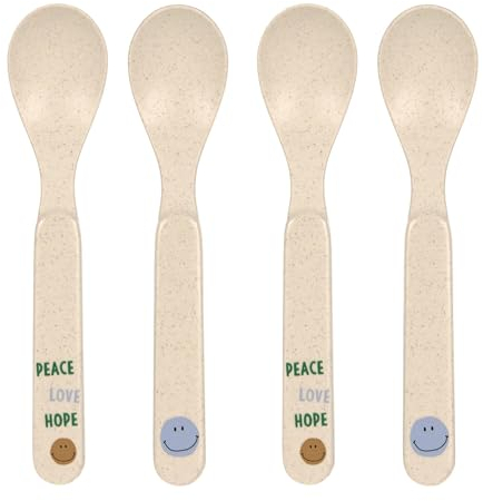 LÄSSIG Juego de cucharas para niños (4 piezas) Cubiertos para niños sin BPA aptos para el lavavajillas/Spoon Set 4 pcs. PP/Cellulose Happy Rascals Smile