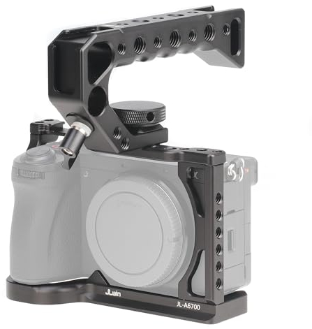 Hersmay A6700 Camera Cage Support, Video Stabilizer Kamera Käfig mit Top Handle für Sony A6700 Kamera Zubehör DSLR Rig mit Cold Shoe, Handle Locating Holes, Multiple 1/4 3/8 Screw Holes