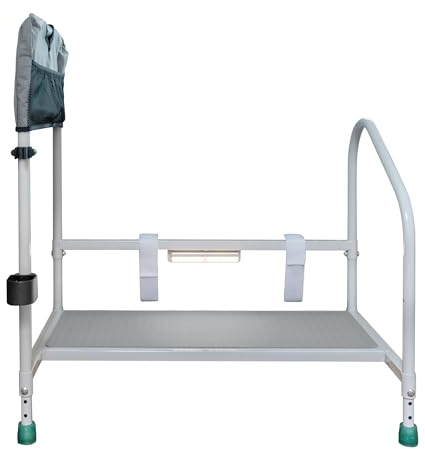 step2bed Deluxe Bed Rails for Elderly Adults - Adjustable Height Bed Safety Rail for Seniors with Cane Holder, LED Light, Mesh Bag, Handicap Grab Bars and More - Premium Bed Side Step Assist Device