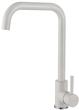 KINSE Einhebel Küchenarmatur Edelstahl | 360° Schwenkbar Spültischarmatur | Hochdruck Wasserhahn für Küche | Beige