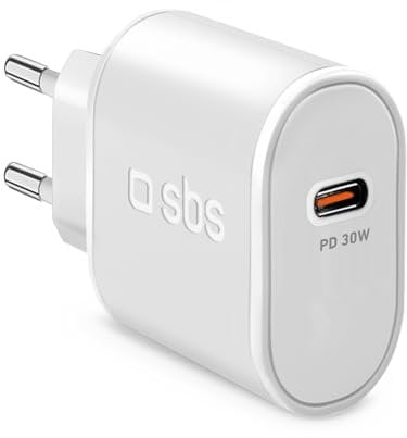 SBS Ladegerät USB-C, 30 W, Power Delivery, Eurostecker, für Smartphone, Tablet, E-Reader, TWS, iPhone, Samsung, Xiaomi, Huawei, Oppo