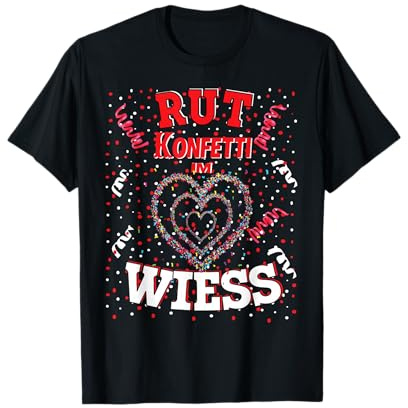 Rut Wiess Karnevalskostüm Köln Rot Weiß konfetti im Herzen T-Shirt