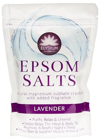 1kg Elysium Spa Epsom Salts - Lavender Bath Salts - Natural Magnesium Sulphate for Relaxing Muscle Aches