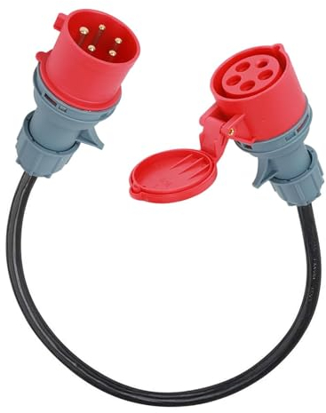 CEE Adapter,Kamanan 32A Stecker auf CEE 16A Kupplung,5x2,5mm² Gummischlauchleitung Adapter,5-Poliger Starkstrom Adapter mit Schutzart IP44 (1m)