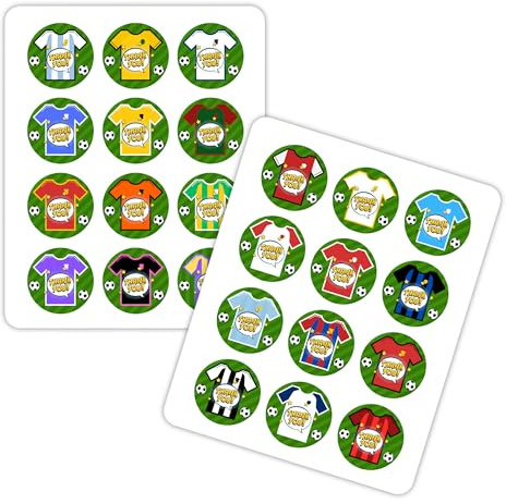 HNTR® Football Thank You Stickers | Football Party Bag Sticker | Thank You Sticker for Party Bag | 24 x Large 4cm Round Labels for Party Bags, Sports Events & Gift Packaging