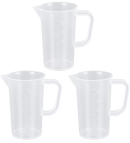 3 Piece Plastic Transparent Mini Measuring Cup Set - 100ml Capacity, Small Measuring Pot - Kitchen & Lab Use