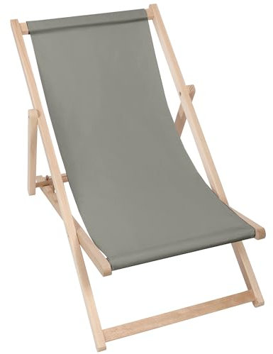 DreamRoots Liegestuhl Klappbar Holz aus Buchenholz, bis 130 kg belastbar, 3-Fach verstellbare Rückenlehne, waschbarer Polyesterbezug