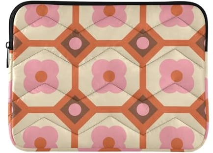 Laptop-Hülle, klassische Hülle für Laptops 13 Zoll 14 Zoll 70er Jahre Retro Muster Orange Braun Reise Laptop Sleeve Tasche