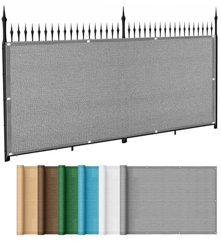 Balkon Sichtschutz 120 x 340 cm Uv-Schutz Windschutz Sonnenschutz Sichtschutz Zaunblende Sichtschutz Zaun mit Ösen, Kabelbinder für Garten Balkon Terrasse, Grau