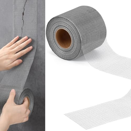 Innconee 150 ft x 4 Inch Cement Board Joint Tape Self Adhesive Durable Gray Fiberglass Mesh Drywall Mesh Repair Tape for Cement Board Joints Repairing, Sealing and Strengthening