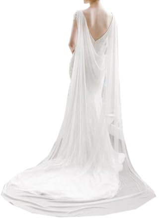 UATULT Langer Hochzeits-Umhang für Damen, Kathedralenschal, Abendschal, Brautumhang, Weiss/opulenter Garten, Einheitsgröße