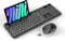 Wireless Keyboard and Mouse Combo, Soueto 2.4G Full-Sized Computer Keyboard with Phone Tablet Holder, 22 Multimedia Shortcuts, Numeric Keypad, 6 Button Silent Mouse for Windows, Mac (Space Black)