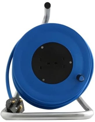 50m Cable Reel 2.5mm, 240V Extension Lead Reel, 2 Way 13 Amp Sockets and UK Plug