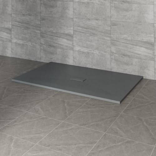 NRG 1600x1000mm SMC Rectangle Shower Tray Anthracite Slip-Resistance Bathroom Shower Base Easy to Clean